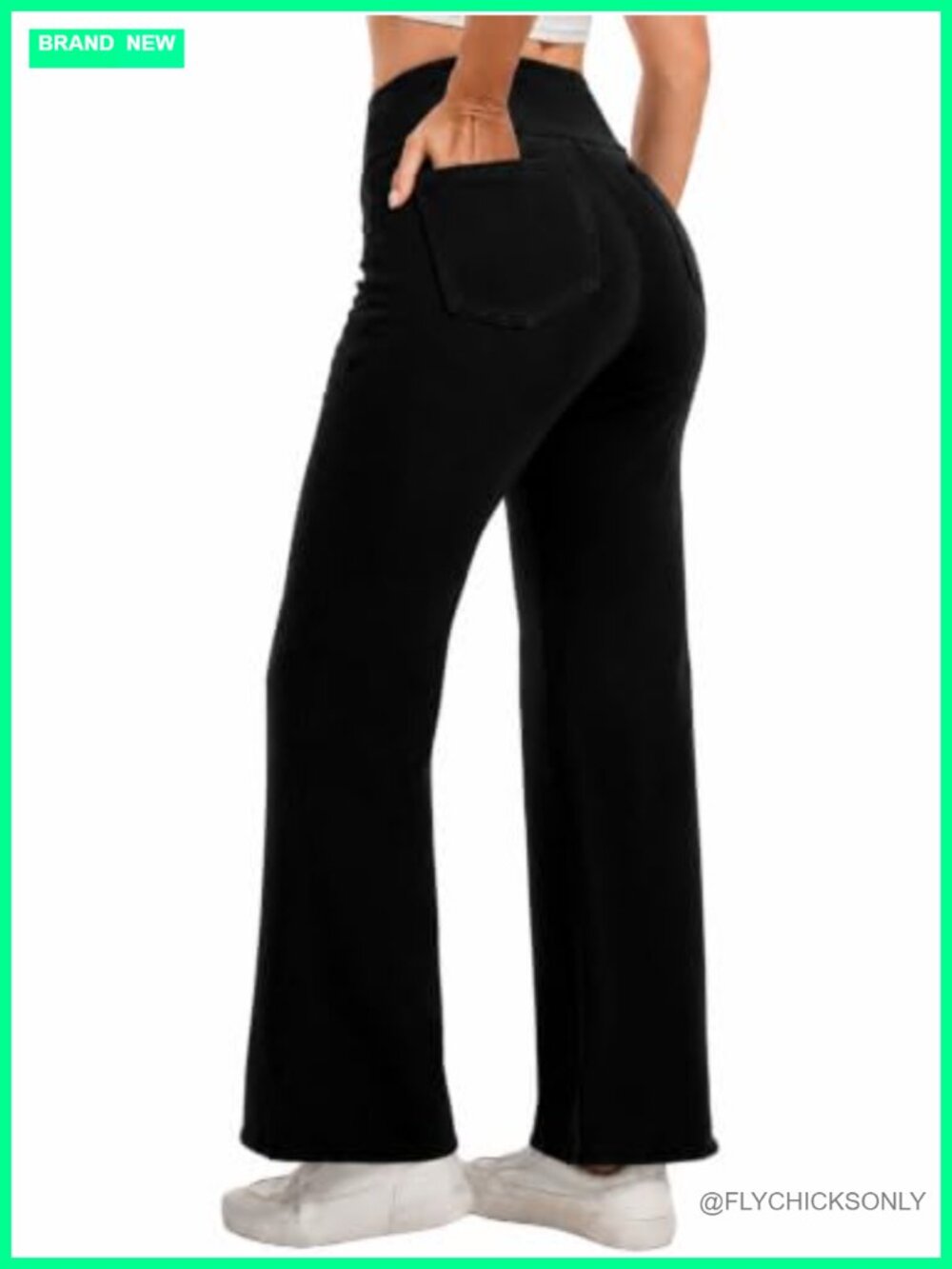 High Waisted Stretchy Pull On Bootcut Wide Leg Jeans with Pockets Women